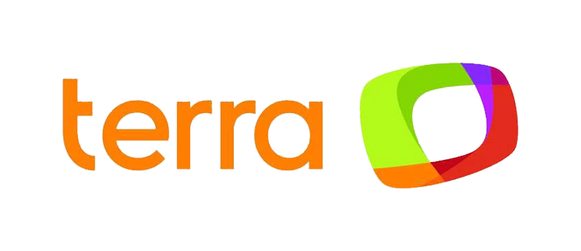 a logo with orange and green text