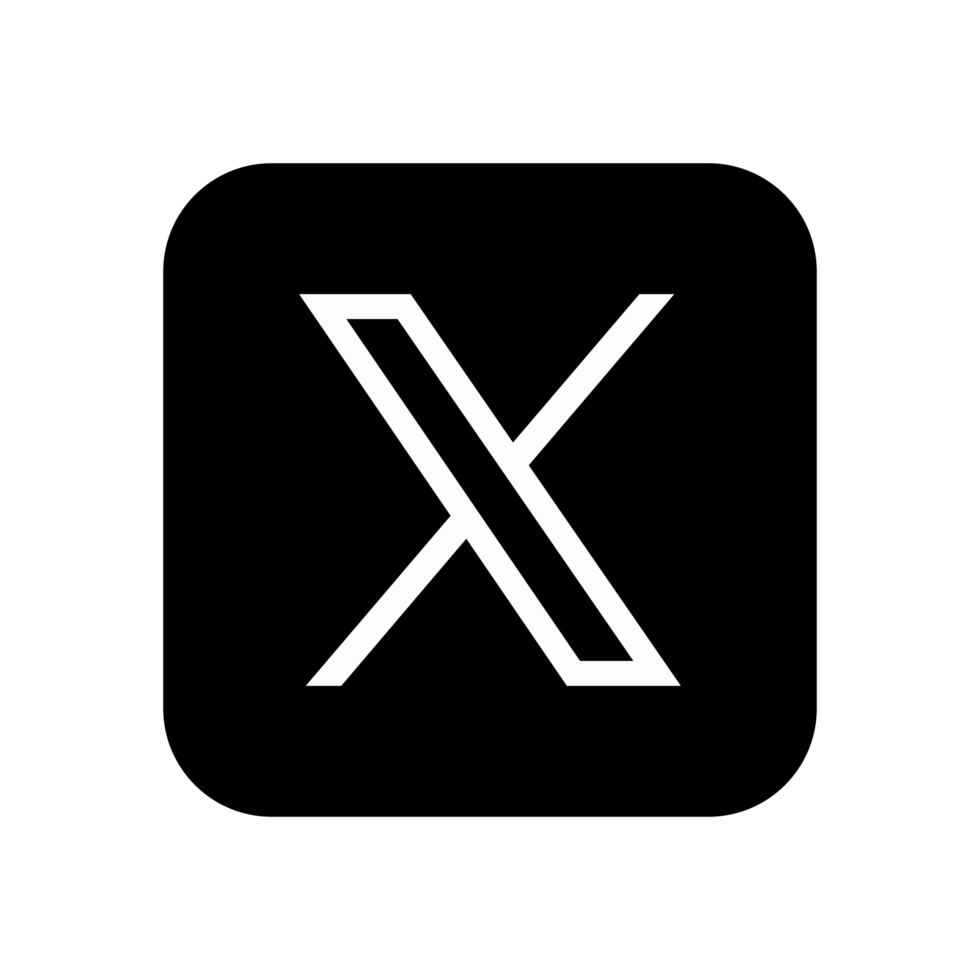 a white x on a black background